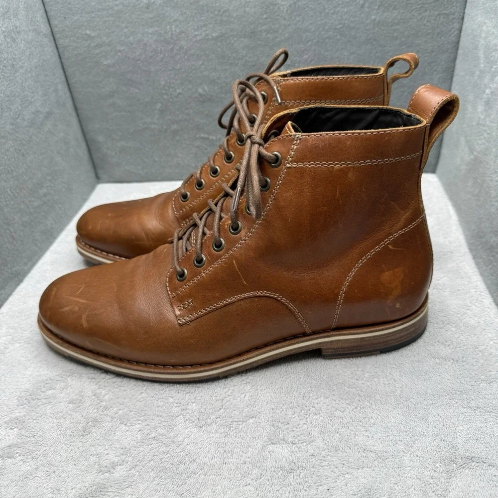 HELM Zind Mens 9.5 EE Teak Brown Leather Lace Up Boots Made in Brazil M20418